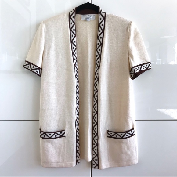 St. John Collection Jackets & Blazers - 🚫SOLD🚫 St. John Short Sleeve Brown/Cream Jacket